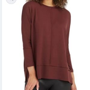 NWT Spanx Perfect Length Top Dolman 3/4 Sweatshirt in Hickory Rouge